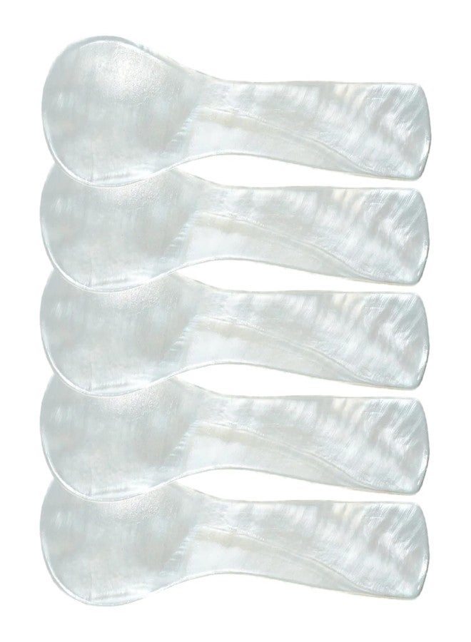 Nextpal Caviar Spoons, Mother of Pearl Spoons Set with Hand Crafted Shell Design, 2.9 Inch Non-Metallic Utensils for Caviar Ice Cream and Coffee Elegant Serving Tools for Dining (Wide 5 Pcs) - Image 1