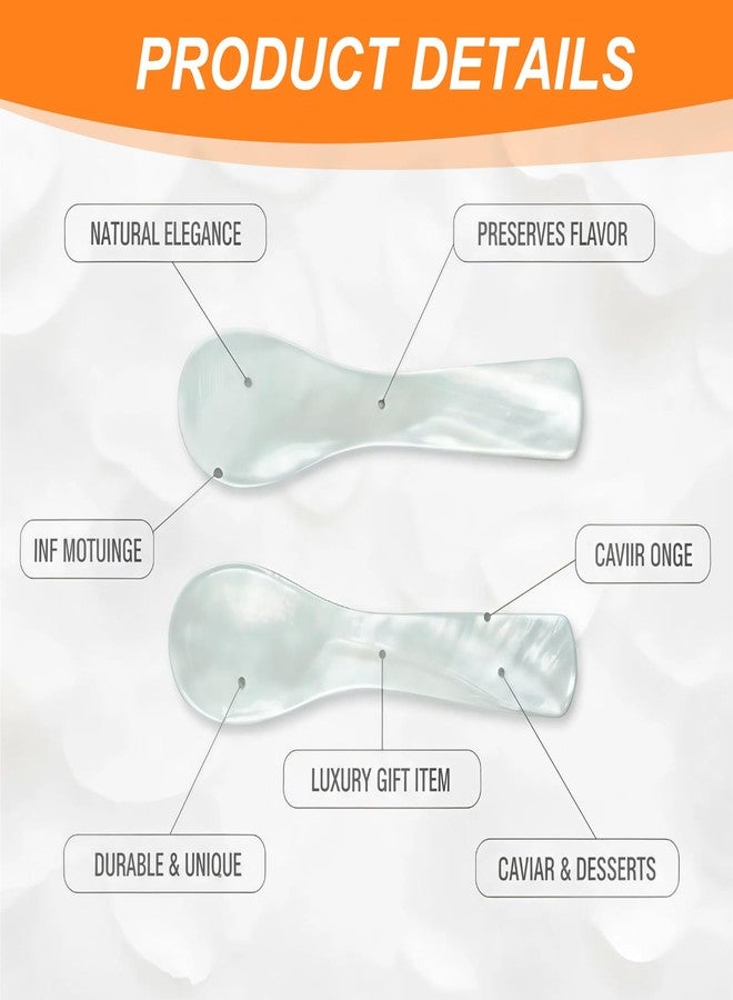 Nextpal Caviar Spoons, Mother of Pearl Spoons Set with Hand Crafted Shell Design, 2.9 Inch Non-Metallic Utensils for Caviar Ice Cream and Coffee Elegant Serving Tools for Dining (Wide 5 Pcs) - Image 4