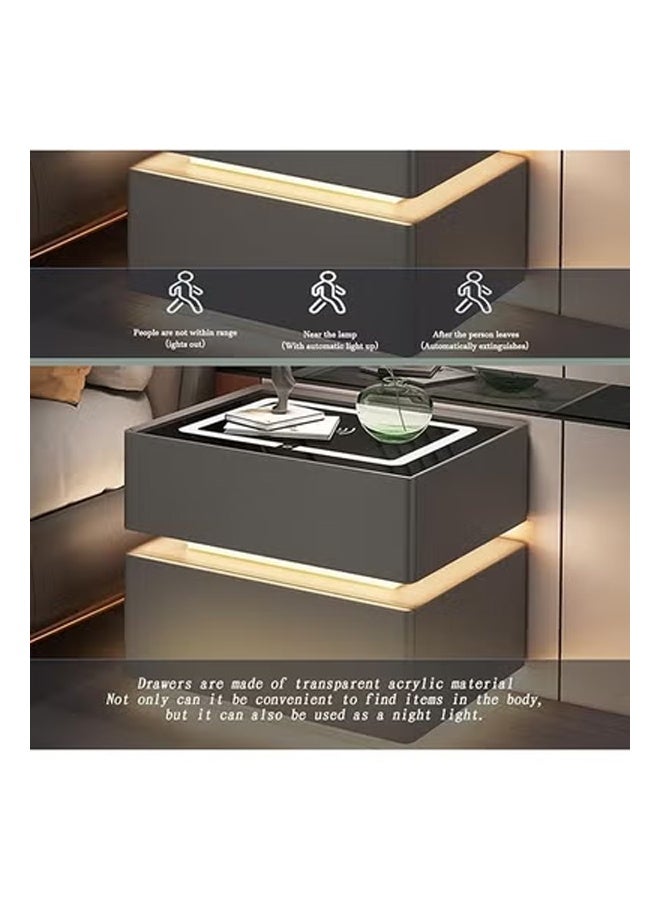 كيكي طاولة جانبية بجانب السرير مع مرآة LED وإضاءة مستشعر وشحن لاسلكي ومكبر صوت BT مقاس 50 سم - Image 3