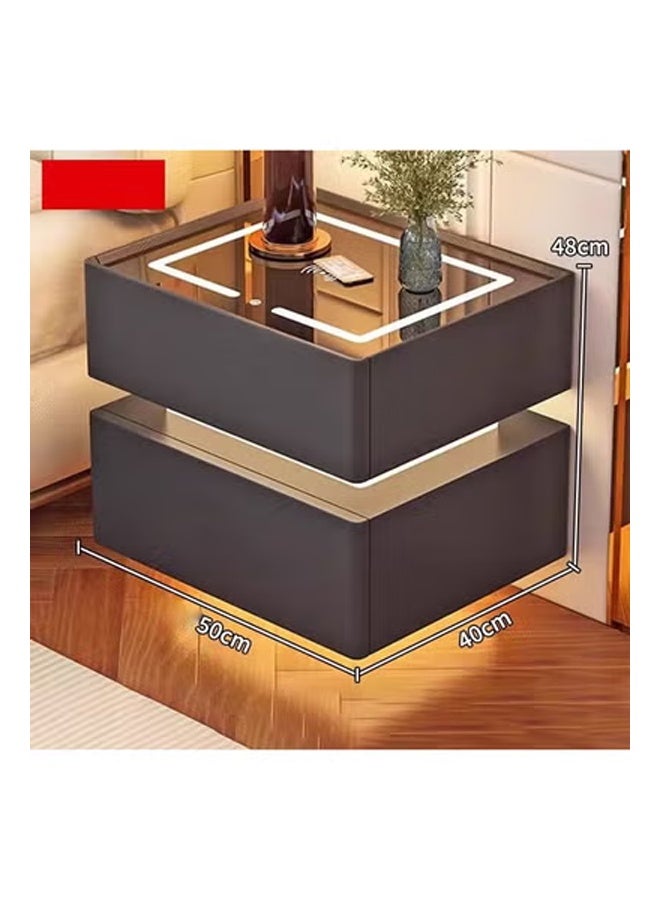 كيكي طاولة جانبية بجانب السرير مع مرآة LED وإضاءة مستشعر وشحن لاسلكي ومكبر صوت BT مقاس 50 سم - Image 1