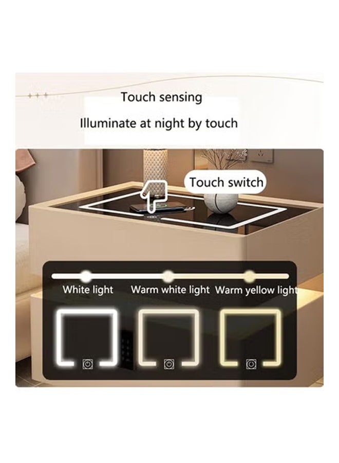 كيكي طاولة جانبية بجانب السرير مع مرآة LED وإضاءة مستشعر وشحن لاسلكي ومكبر صوت BT مقاس 50 سم - Image 5