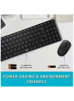 FIPKA Rapoo 9300m Multi-Device Bluetooth + 2.4Ghz Wireless Keyboard & Mouse Combo Ultra Slim Design  - Image 2