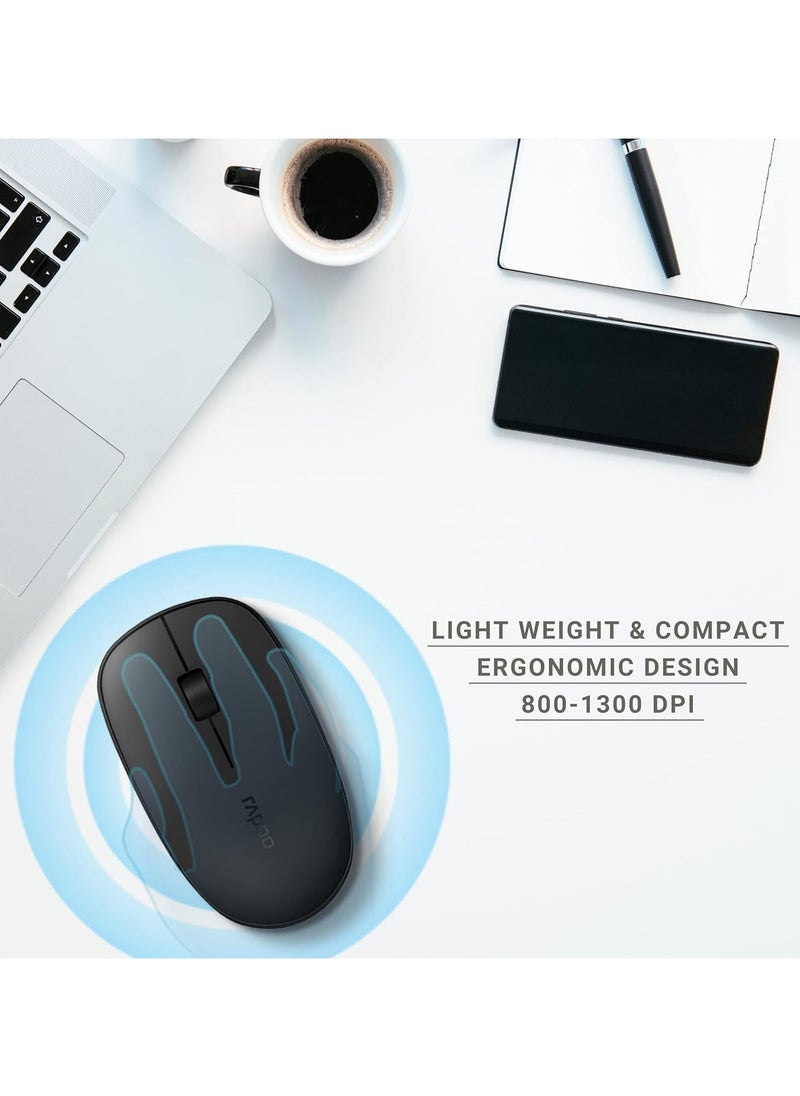 FIPKA - Rapoo 9300m Multi-Device Bluetooth + 2.4Ghz Wireless Keyboard & Mouse Combo Ultra Slim Design - Image 1