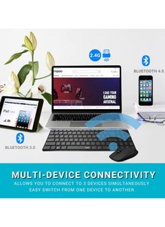 FIPKA Rapoo 9300m Multi-Device Bluetooth + 2.4Ghz Wireless Keyboard & Mouse Combo Ultra Slim Design  - Image 5