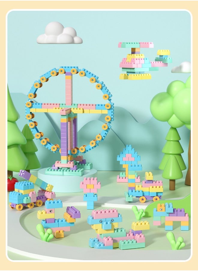 200PCS Macaron Color Building Blocks Set Educational STEM Building Toy, Creative Construction Block Toys Set Learning Playset Kit for Boys Girls, Child Brain Development Preschool Kindergarten Toy Age 3+