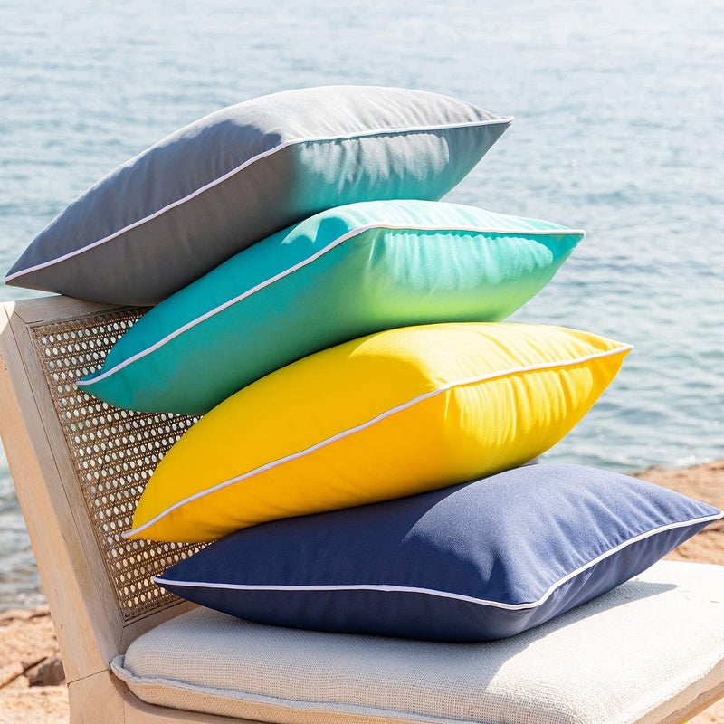 Phantoscope Pack of 2 Outdoor Waterproof Solid Throw Decorative Pillow Cover Decorative Square Outdoor Pillows Cushion Case Patio Pillows for Couch Tent Sunbrella (20''x20'', Turquoise) - Image 4