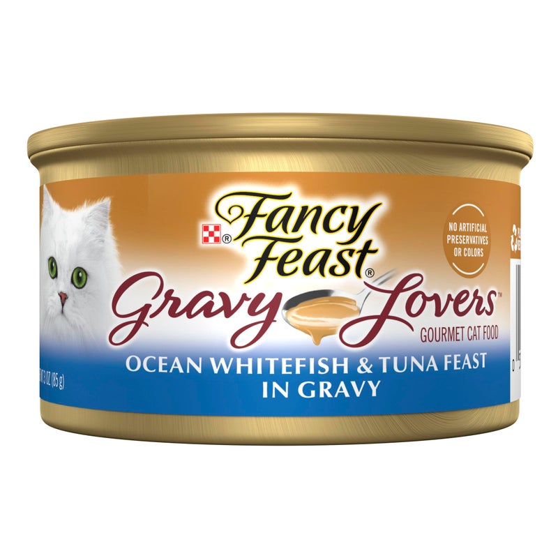 Fancy Feast Purina Fancy Feast Gravy Lovers Ocean Whitefish and Tuna Feast Grilled Gourmet Cat Food in Wet Cat Food Gravy - (Pack of 24) 3 oz. Cans - Image 1
