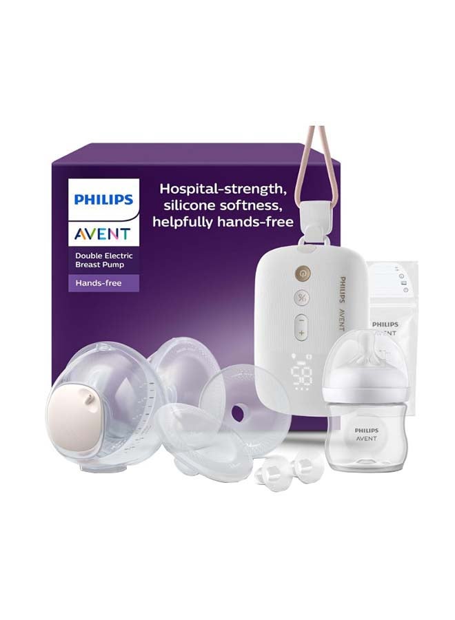 Philips Avent Hands-Free Double Electric Breast Pump, Hospital-Strength Quiet Motor, Mimics Baby's Drinking Rhythm, Pumps up to 85 Times per Minute, Light Collection Cup, 4 Breast Shields, Model SCF532/11 - Image 1
