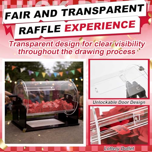 Leinuosen Extra Large Acrylic Raffle Drum, 16 x 12 x 14 Inches Clear Raffle Tickets Spinner Cage with Shaking Hand, Transparent Ticket Spinner Box for Prize Draw Games Balls - Holds 4000 Tickets(Hexagon, Black) - Image 5