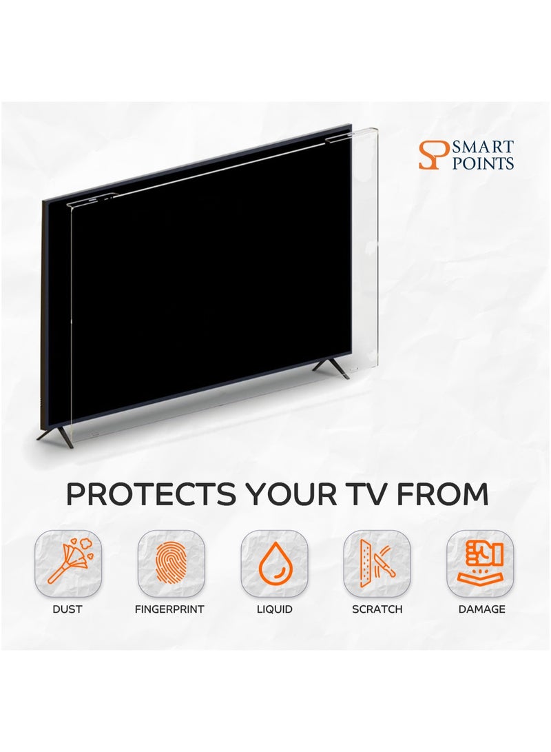 "سمارت بوينتس  " حامي شاشة التلفاز 50 بوصة – درع أكريليك مقاوم للكسر والخدوش، يحمي العين من الأشعة فوق البنفسجية، سهل التركيب (112 × 63 سم) - Image 3