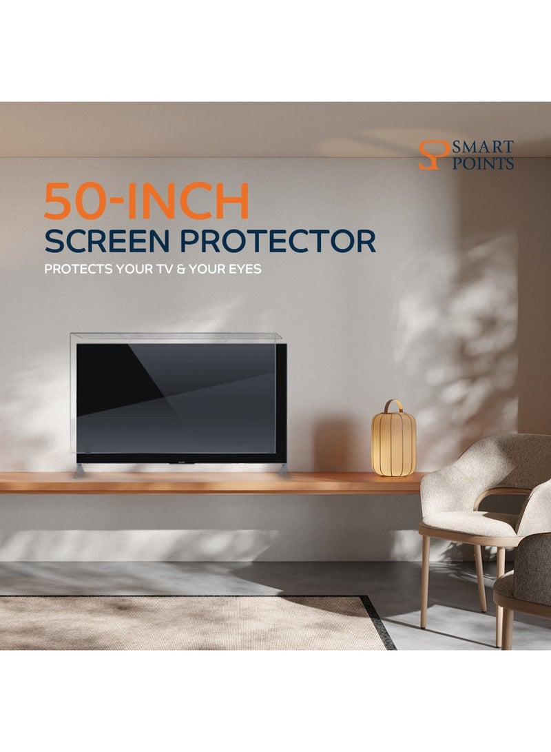 "سمارت بوينتس  " حامي شاشة التلفاز 50 بوصة – درع أكريليك مقاوم للكسر والخدوش، يحمي العين من الأشعة فوق البنفسجية، سهل التركيب (112 × 63 سم) - Image 2