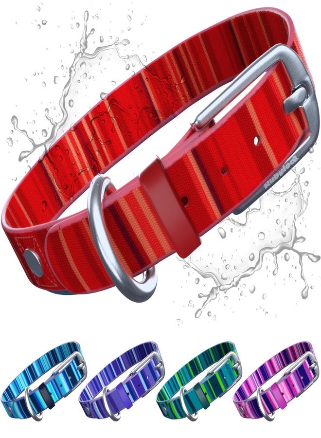 rubyloo Waterproof Dog Collar - Washable, Stink-Proof & Dirt-Proof - Soft, Odorless, Easy to Clean - Fade-Resistant, Durable for Medium & Large Dogs - Rust-Proof Metal Buckle (Red-M 1") - Image 1
