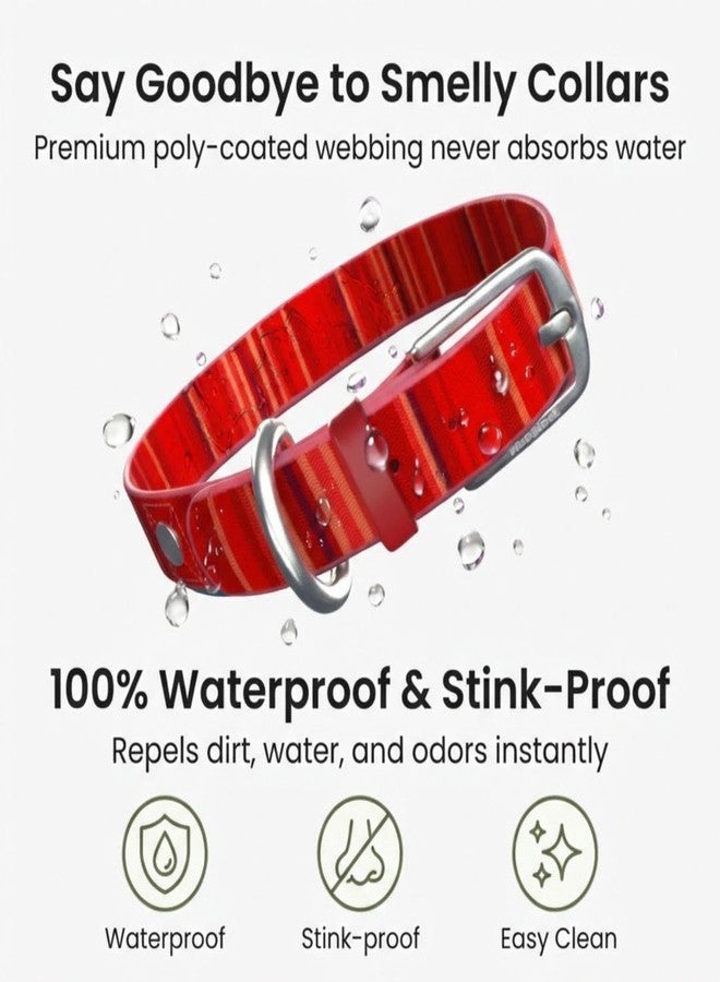 rubyloo Waterproof Dog Collar - Washable, Stink-Proof & Dirt-Proof - Soft, Odorless, Easy to Clean - Fade-Resistant, Durable for Medium & Large Dogs - Rust-Proof Metal Buckle (Red-M 1") - Image 2