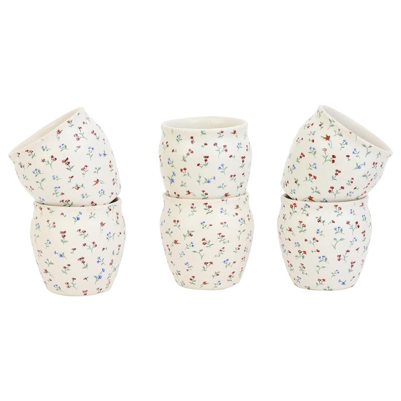 Crock Comforts Ceramic Handcrafted Stoneware Flower Chai KullarKulladCupsMugsKulladhTea CupsSet of 6160mlDishwasher Microwave SafeServing Tea Mugs for Coffee Milk TeaSF06 - Image 2