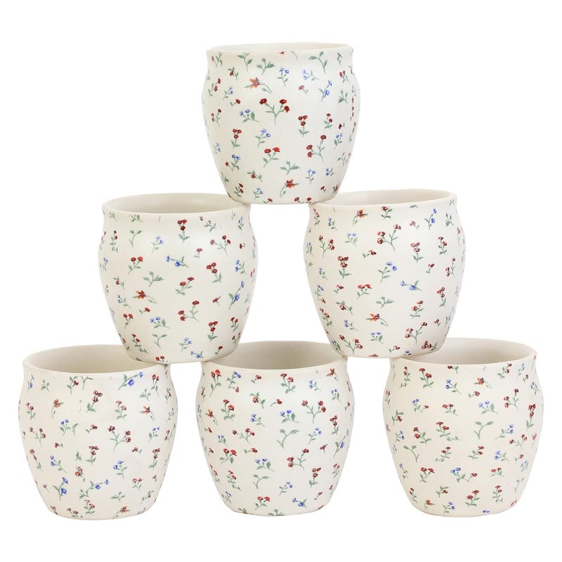 Crock Comforts Ceramic Handcrafted Stoneware Flower Chai KullarKulladCupsMugsKulladhTea CupsSet of 6160mlDishwasher Microwave SafeServing Tea Mugs for Coffee Milk TeaSF06 - Image 4