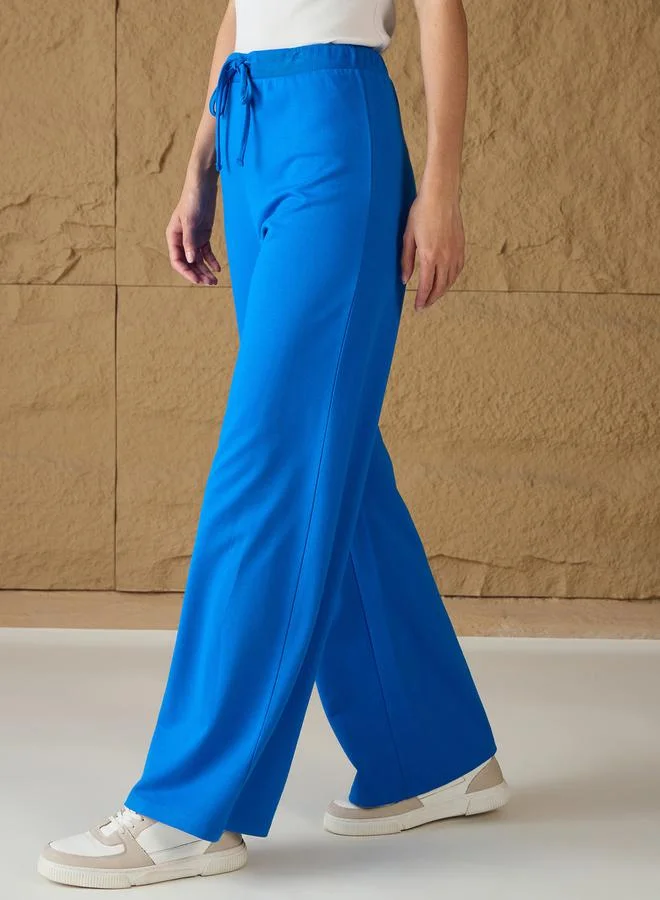 SASSAFRAS SASSAFRAS Mid Rise Terry Wide Leg Track Pants