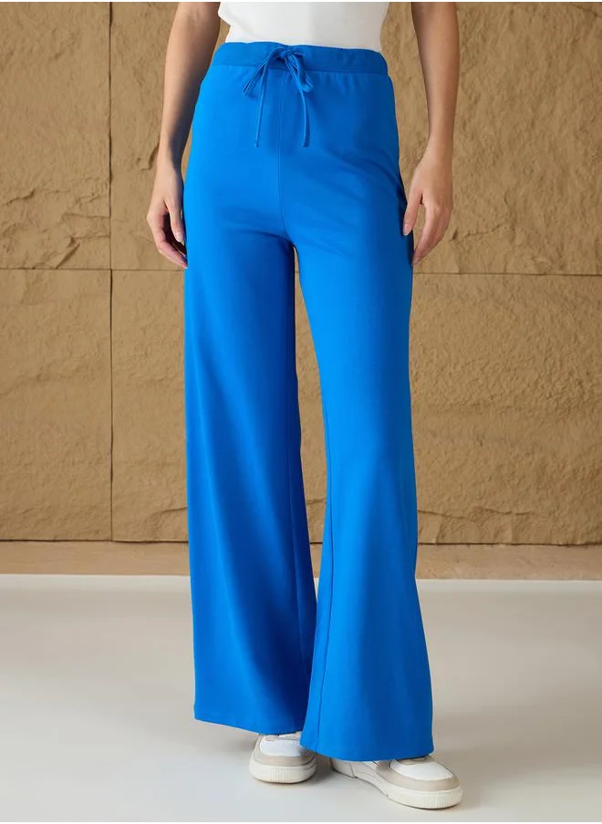 SASSAFRAS Mid Rise Terry Wide Leg Track Pants