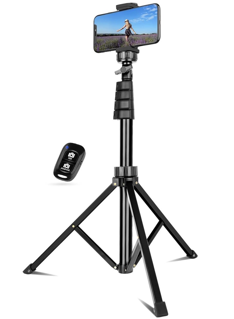 ELTRAZONE Selfie Stick Tripod, 62" Extendable Tripod Stand with Bluetooth Remote for Cell Phones, Heavy Duty Aluminum, Lightweight - Image 1