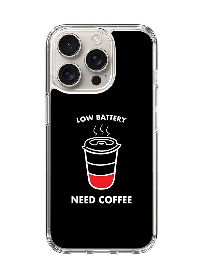 Stylizedd - For iPhone 16 Pro Case [Compatible with MagSafe] Slim Magnetic cover Clear Phone Case - Low battery need coffee - Image 1