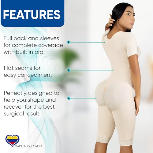 lipo express Stage 1 Post Surgery Colombian Faja- for Surgical Recovery BBL Lipo360 Tummytucks Faja Reductora Short Sleeves & Bra (White, 4X Large) - Image 4