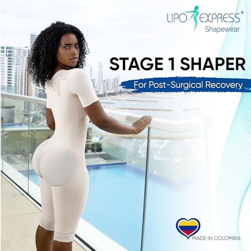 lipo express Stage 1 Post Surgery Colombian Faja- for Surgical Recovery BBL Lipo360 Tummytucks Faja Reductora Short Sleeves & Bra (White, 4X Large) - Image 3