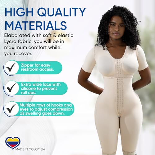 lipo express Stage 1 Post Surgery Colombian Faja- for Surgical Recovery BBL Lipo360 Tummytucks Faja Reductora Short Sleeves & Bra (White, 4X Large) - Image 5
