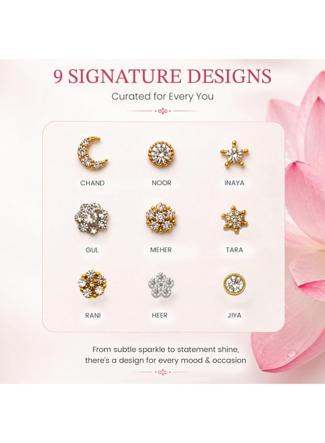 Parul Garg Beauty Stick-On Nose Bindi Patta | No Piercing Nose Pins for Women | Self Adhesive Nose Stud | Reusable Nose Bindis for Wedding, Festive & Daily Wear - Image 4