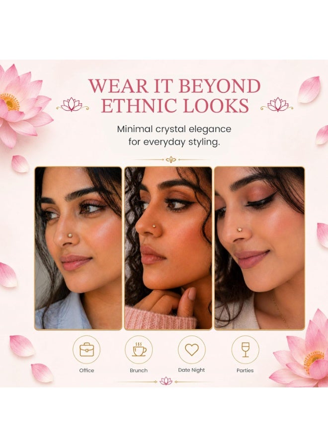 Parul Garg Beauty Stick-On Nose Bindi Patta | No Piercing Nose Pins for Women | Self Adhesive Nose Stud | Reusable Nose Bindis for Wedding, Festive & Daily Wear - Image 3