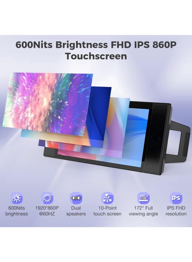 ڤي2كوم شاشة محمولة 12.3 بوصة للابتوب، FHD IPS سطوع عالٍ 600 شمعة، شاشة لمس، سماعات مزدوجة، شاشة ثانية محمولة متوافقة مع USB-C و HDMI - Image 3