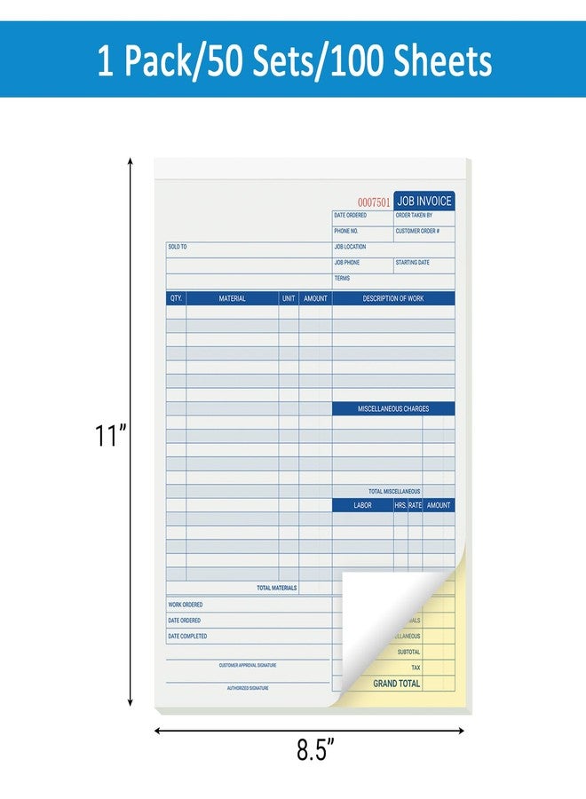suituts Job Invoice Book/Forms, 8.5X11 Inch, 50 Sets, 2 Part Carbonless - Image 2
