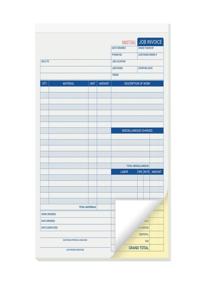 suituts Job Invoice Book/Forms, 8.5X11 Inch, 50 Sets, 2 Part Carbonless - Image 1