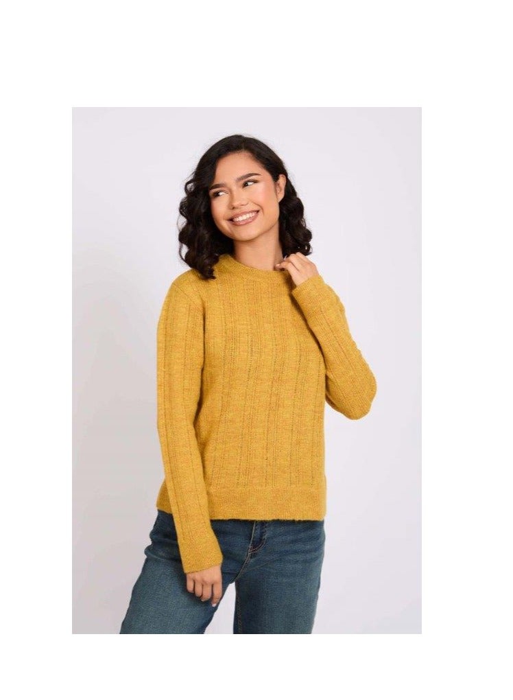 Premoda Women Pullover Regular Destroyed Yellow  - Image 4