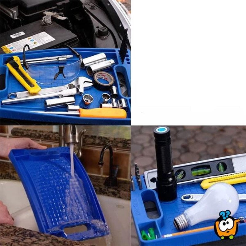 ARUP Flexible Portable Tool Tray Tool Box Organizer Silicone BitScrewsNails Holder with Integrated Measurement Ruler Automotive Tool Accessories - Image 3
