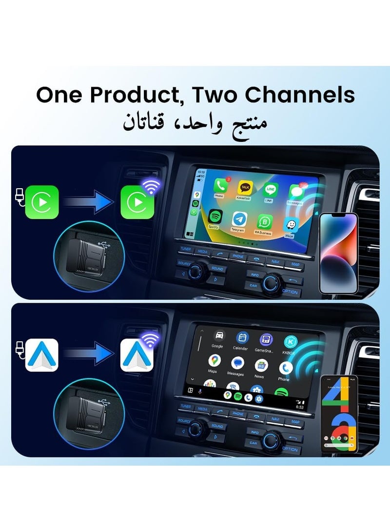 CarPlay Wireless Adapter & Android Auto Adapter, Convert Wired CarPlay to Wireless, No Latency, Fast Connection, For iPhone & Android Phones, with extension Cable USB A-C  - Image 2