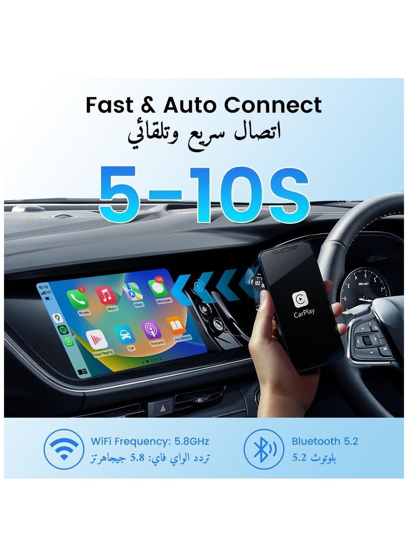 CarPlay Wireless Adapter & Android Auto Adapter, Convert Wired CarPlay to Wireless, No Latency, Fast Connection, For iPhone & Android Phones, with extension Cable USB A-C  - Image 3