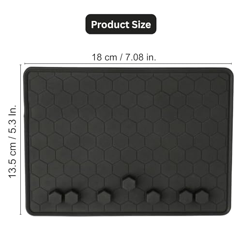SOLDTRUE Non-Slip Silicone Car Dashboard Mat | Hexagonal Anti-Skid Pad for Mobile Charging, Phone Holder Grip & Vehicle Interior Protection | Durable Car Accessories (Black) (Size 18 Cm * 13.3 Cm) - Image 4