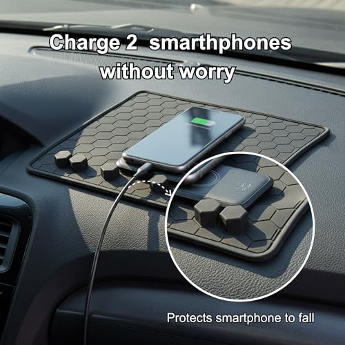 SOLDTRUE Non-Slip Silicone Car Dashboard Mat | Hexagonal Anti-Skid Pad for Mobile Charging, Phone Holder Grip & Vehicle Interior Protection | Durable Car Accessories (Black) (Size 18 Cm * 13.3 Cm) - Image 5