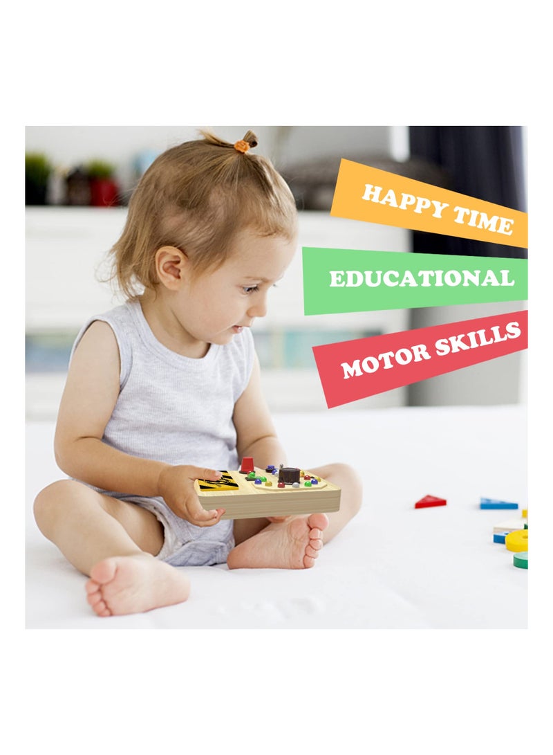 SYOSI Toddlers Busy Board, Sensory Board Toys with LED Light Switch, Wooden Toddler Busy Board, Educational Travel Toys, Travel Toys for Educational, for Kids Activities for 3+ Year Old Boys Girls Gifts - Image 4