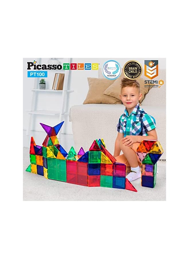 100Pc Set 100pc Magnet Building Tiles Clear Magnetic 3D Building Blocks Construction Playboards, Creativity beyond Imagination, Inspirational, Recreational, Educational Conventional