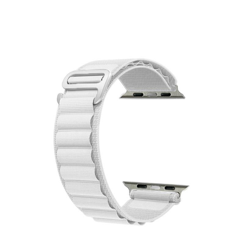 سوار ساعة ذكية سوار نايلون حلقي متوافق مع Apple Watch 38/40/41/42/44/45/49mm بملاءمة قابلة للتعديل وحزام بديل باللون أسود قابل للتعديل - Image 5