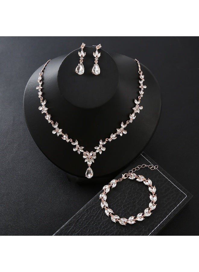 NIBEMINENT Vintage Luxurious Crystal Necklace and Earring Set
