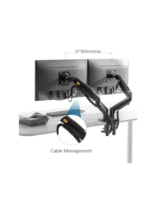 ان بي حامل مكتبي بشاشتين، حامل شاشة كمبيوتر يدعم الدوران الكامل، مناسب لشاشتين مقاس 17-27 بوصة، كل شاشة تتحمل حمولة 4.4-19.8 رطل. - Image 5