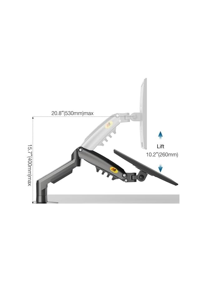 ان بي حامل مكتبي بشاشتين، حامل شاشة كمبيوتر يدعم الدوران الكامل، مناسب لشاشتين مقاس 17-27 بوصة، كل شاشة تتحمل حمولة 4.4-19.8 رطل. - Image 4