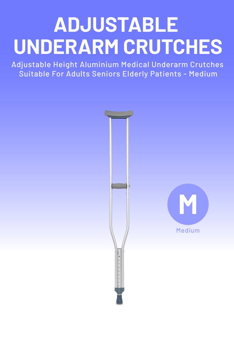 ايد بلس عكازات طبية من الألومنيوم قابلة لتعديل الارتفاع تحت الإبط، مناسبة للبالغين وكبار السن والمرضى المسنين - متوسطة - Image 3