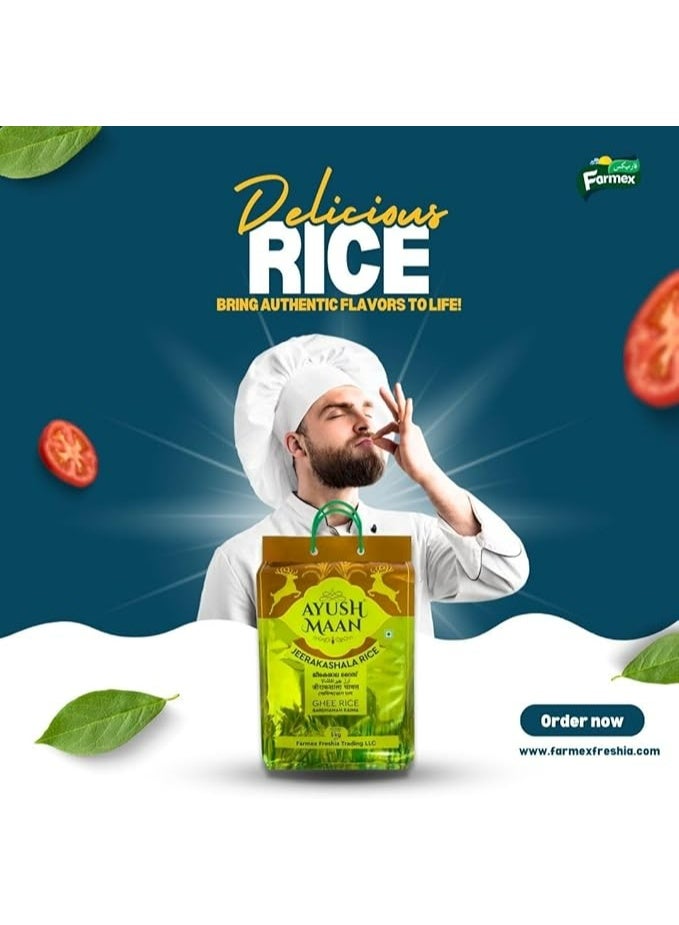AYUSHMAAN Jeerakasala rice Bardhaman Quality Ghee Rice, Kaima Rice 2 Kg - Premium Aromatic South Indian Neychoru Rice Variety - Image 3