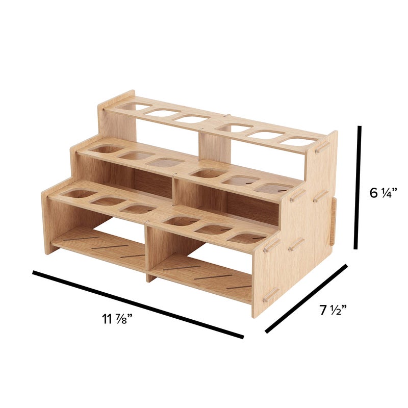 HG Art Concepts Mezzo Artist Brush and paint Tube Organizer Rack Set 3 Pieces - Wood Grain Laminate Multi-Layer Storage Display Stand for paintbrushes, Oil & Acrylic paints - Image 5