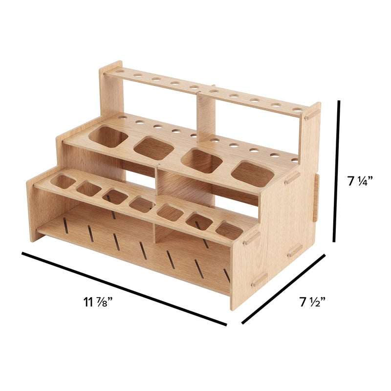 HG Art Concepts Mezzo Artist Brush and paint Tube Organizer Rack Set 3 Pieces - Wood Grain Laminate Multi-Layer Storage Display Stand for paintbrushes, Oil & Acrylic paints - Image 3