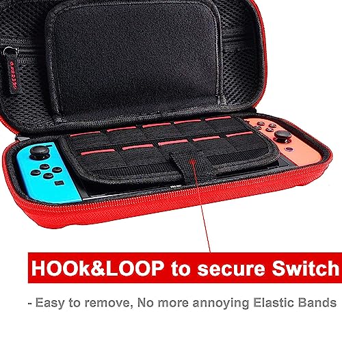 daydayup Switch Carrying Case Compatible with Nintendo Switch/Switch OLED, with 20 Games Cartridges Protective Hard Shell Travel Carrying Case Pouch for Console & Accessories - Image 2