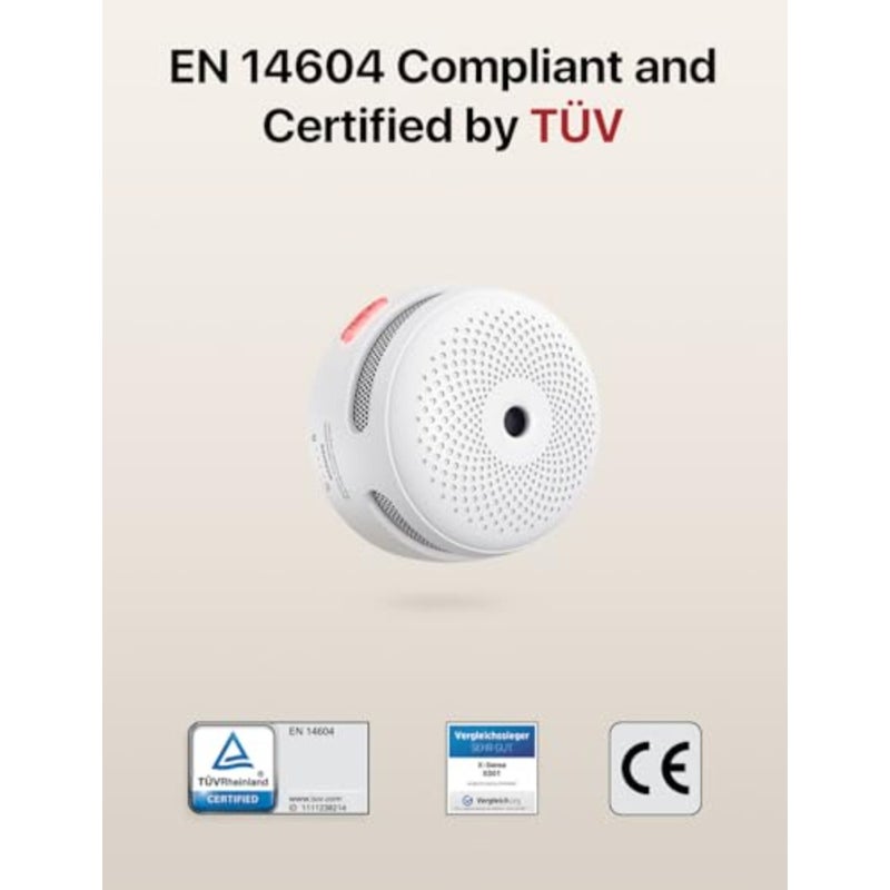 Mini Smoke Detector, Photoelectric Smoke Fire Alarm with LED Indicator, Silence Button and 10-Year Battery, XS01, 1PCS - Image 3