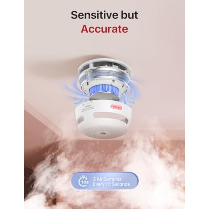 Mini Smoke Detector, Photoelectric Smoke Fire Alarm with LED Indicator, Silence Button and 10-Year Battery, XS01, 1PCS - Image 5